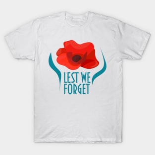 Remembrance day poppy. Lest we forget. T-Shirt